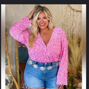 Glamorous Pink Sequin Bodysuit